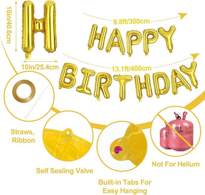 LIOZEOKUN Happy Birthday Balloon Letters 16 inch Mylar Foil Birthday Balloons - Image 2