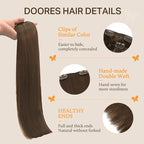 DOORES Clip in Hair Extensions Real Human Hair, Chocolate Brown 18 Inch 135g 7pcs, Thick Remy Clip in Extensions for Women Natural Straight Gift