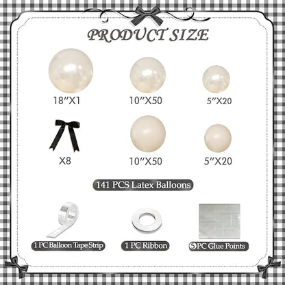 White Sand Balloon Arch Kit 141 Pcs Cream Beige Balloons Garland Arch Kit - Image 6