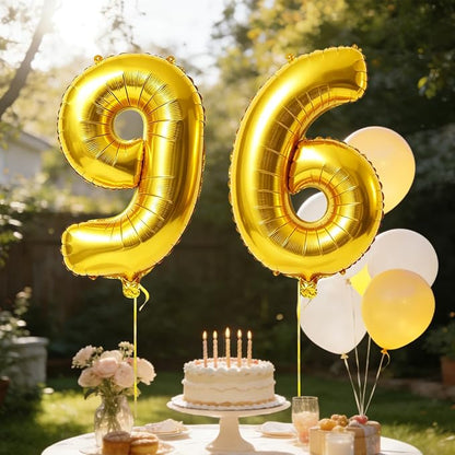 40 Inch Number 96 Balloons for 96th Birthday Party Decorations, 0-100 Gold - Image 3