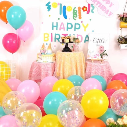 60PC Rainbow Balloons Set, Colorful Balloons, 12 Inch Bright Color Yellow - Image 2