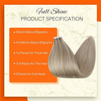 Full Shine Tape in Hair Extensions Human Hair Color 18 Ash Blonde Highlight 613 Blonde Seamless Real Remy Skin Weft 24Inch Thick Hair Extensions Add Length 20Pcs 50 Gram Invisible Brazilian Woman