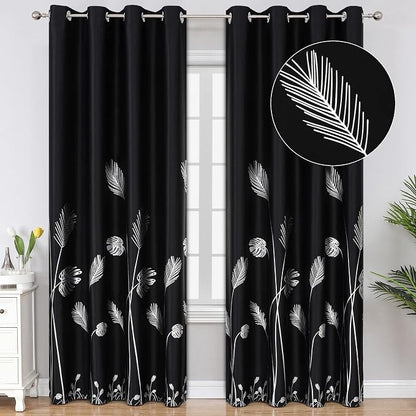Black Blackout Curtains & Drapes 90 Inches Long by ESTELARTEXTILER
