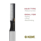 Kent SPC84 Hair Pick Comb for Curly, and Thick Hair – Professional Antistatic Heat-Resistant Prong Fork for Volume and Lift – Barber Teasing Comb for Natural Styling and Maintenance