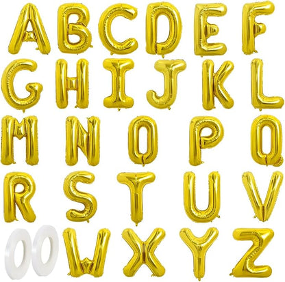 TONIFUL Gold Letter Balloons 1 Set 16 Inch A-Z Custom Alphabet Banner | 26 Pcs by TONIFUL