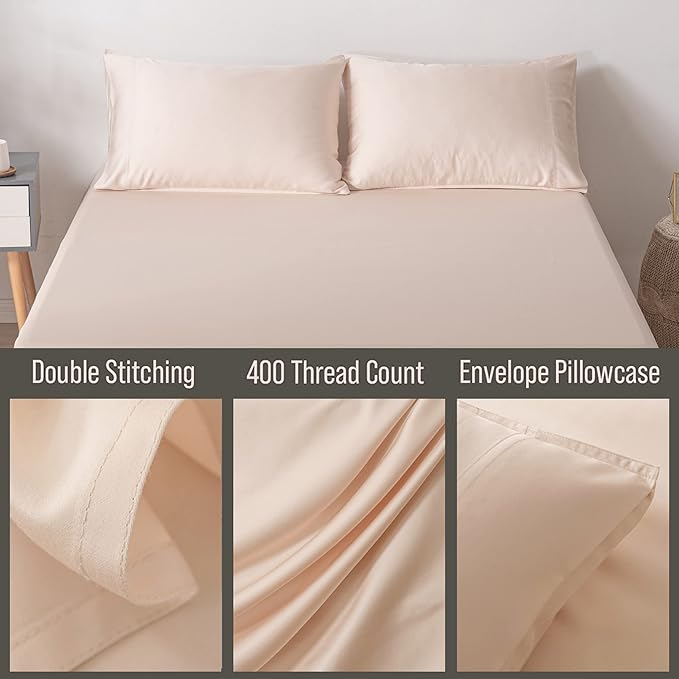 Bella Coterie | Luxury Bamboo Viscose Standard Size Pillowcase Set | 100% Organically Grown | Ultra Soft | Cooling | 2 Pcs [Champagne]