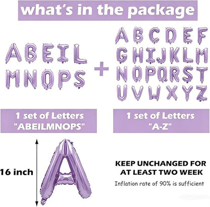 36 Pcs Pastel Purple Letter Balloons, Custom A-Z Set - Image 3