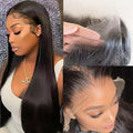 13X6 HD Lace Front Wigs Human Hair Wigs with Baby Hair for Black Women Pre Plucked Straight Brazilian Virgin Hair Lace Frontal Wig Natural Black Color 180% Density 16 Inch