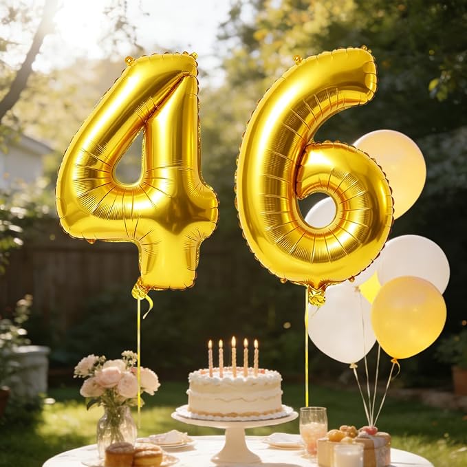 40 Inch Number 46 Balloons for 46th Birthday Party Decorations, 0-100 Gold - Image 3