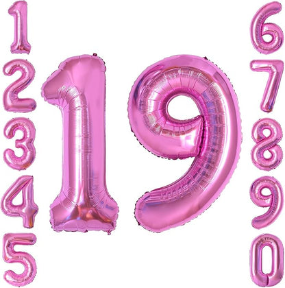 Pink Number 19 Balloon 40 Inch, Sleek Foil Numeral by Unknown