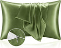 BEDELITE Satin Pillowcase with Zipper, Cedar Green King Size Pillow Cases Set of 2, Super Soft and Cooling Similar to Silk Pillow Cases, Gift for Women Men(20x36 Inches)