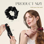 ZIMASILK 100% Mulberry Silk Hair Scrunchies – 19 Momme Elastic Silk Hair Ties for Women & Girls, Gentle No-Tug (3 Pack, Light Blue, Black, Peacock Blue)