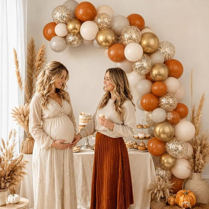 Burnt Orange Gold Balloons, 12 Inch Terracotta Nude Gold Balloon - Image 6