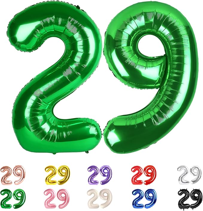 Number 29 Balloon 40Inch for 29 Year Old Birthday Decorations, Dark Green | by Mluchee