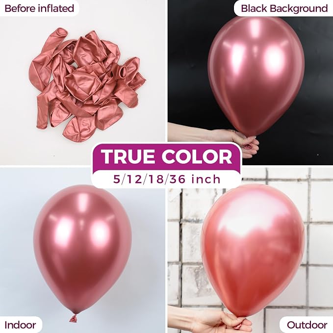 Bezente Metallic Red Latex Party Balloons 100 Pack 12 inch | Chrome Red Balloons - Image 2