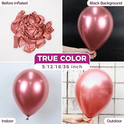Bezente Metallic Red Latex Party Balloons 100 Pack 12 inch | Chrome Red Balloons - Image 2
