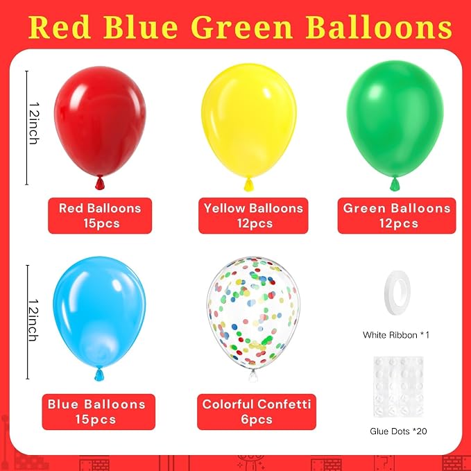 BAUANOOY Red Yellow Blue Green Balloons - Image 2