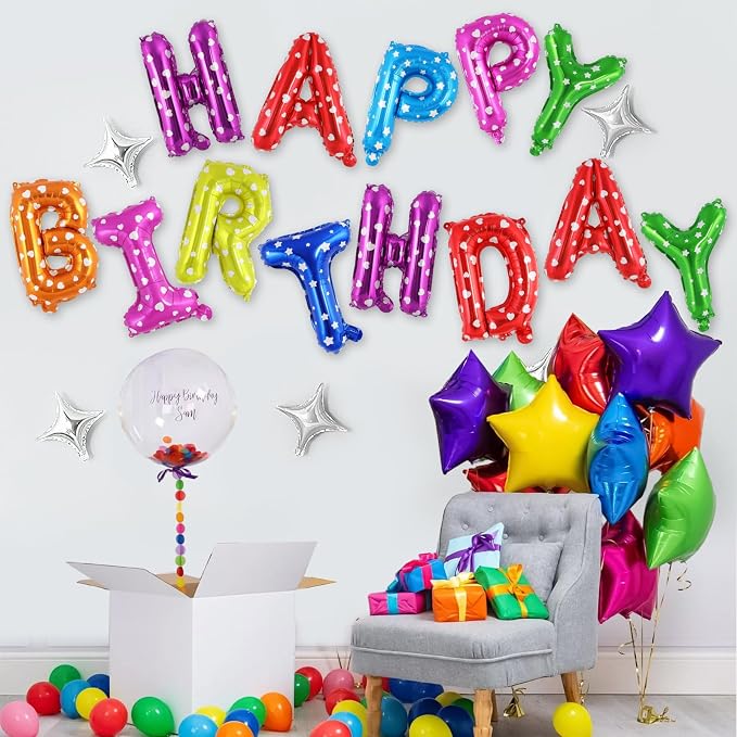 Happy Birthday Balloons Banner, Foil Balloon Personalized Name Letters Balloons - Image 3