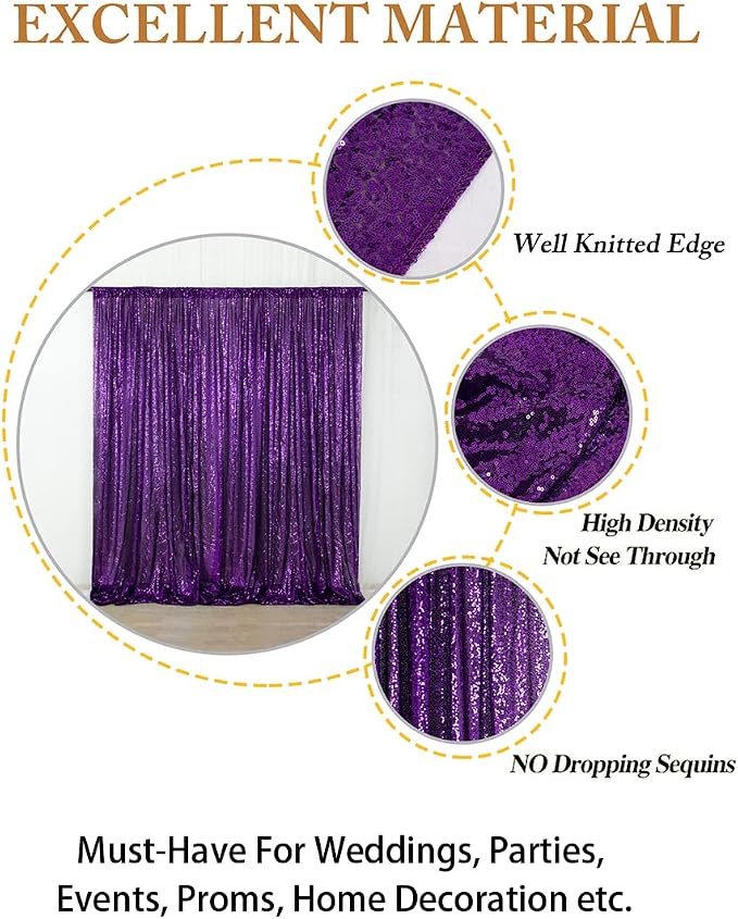 ShinyBeauty Purple Sequin Backdrop 7FTx7FT - Image 4