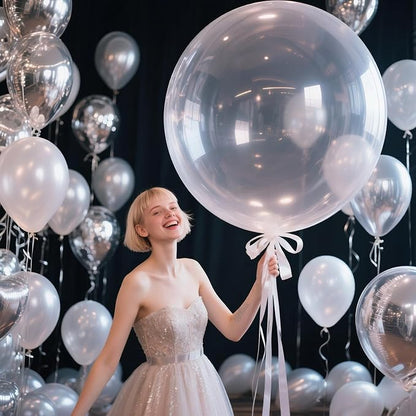 18 Inch Clear Balloons 12 Pack Large Latex Party Balloons Round Helium Balloon - Image 4
