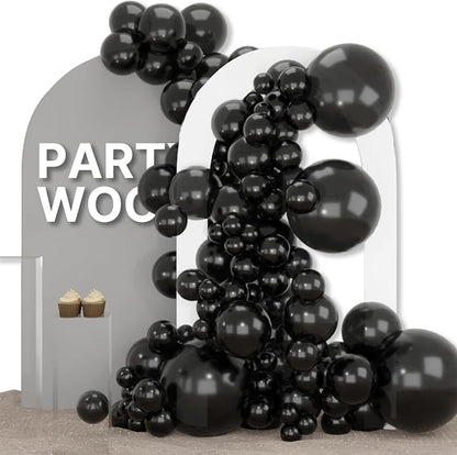 PartyWoo Black Balloons 155pcs Different Sizes of 18 12 10 5 Inch | Balloons by PartyWoo