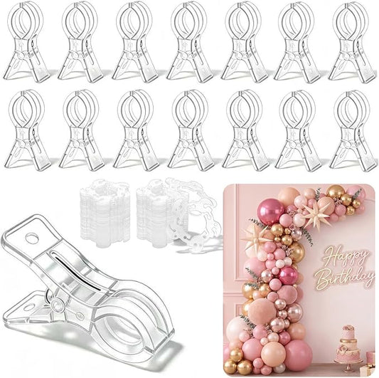 15 Pack Clear Balloon Arch Clips w/100 Pcs Balloon Rings by Unknown