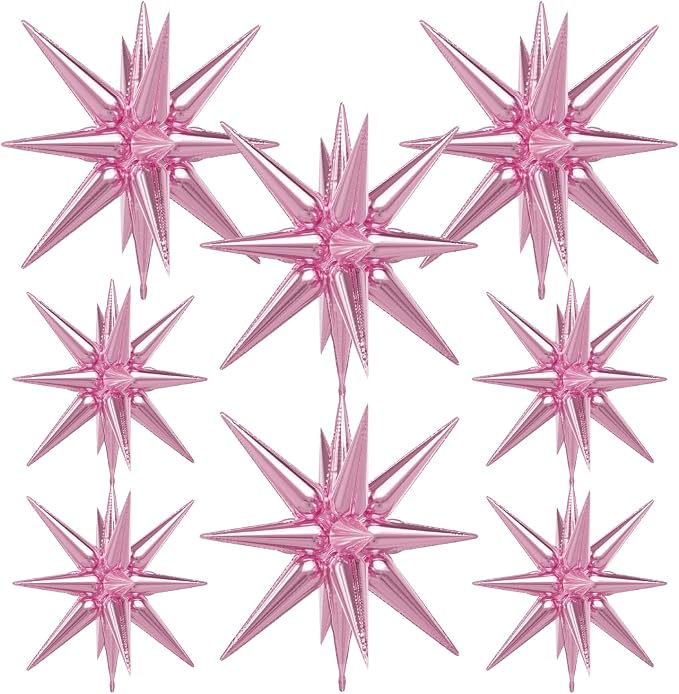 Pink Star Balloons, Large Spiky Balloons | 22 Inch Star Balloons, One-Piece by Adeyoo