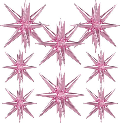 Pink Star Balloons, Large Spiky Balloons | 22 Inch Star Balloons, One-Piece by Adeyoo