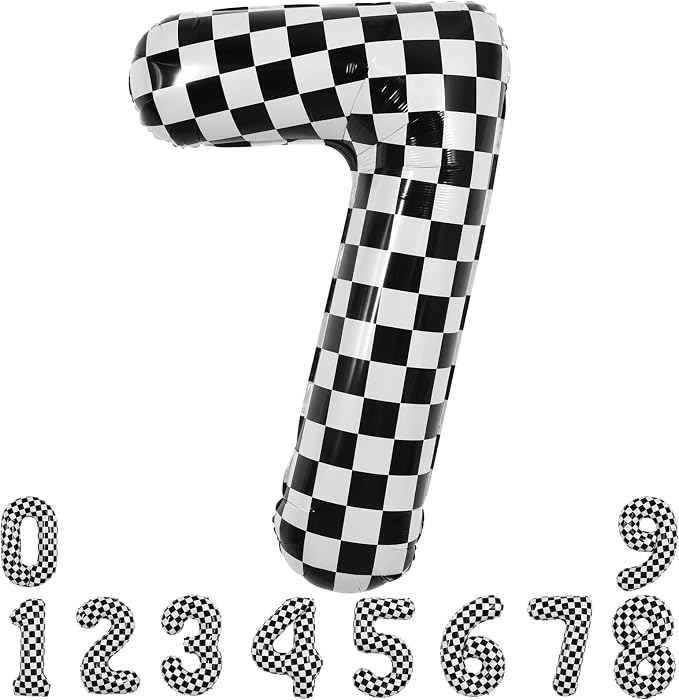 TONIFUL 40 Inch Large Checkered Number 7 Balloon 7th Birthday Decorations | 7th by TONIFUL