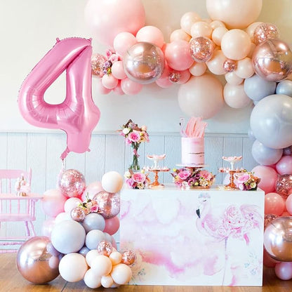 Pink Number 4 Balloon 40 Inch, Big Large Foil Helium Number Balloons, Jumbo - Image 2