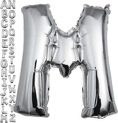 40 inch Silver Letter M Balloon, Big Size Alphabet Foil Mylar Helium Balloons by VHUWE
