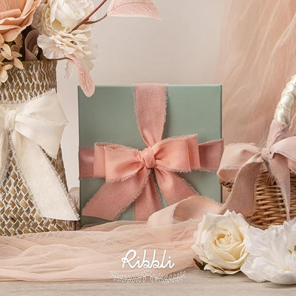 Ribbli 3 Rolls Pink Ribbon 1.5 Inch x 18Yards Ivory Blush Dusty Pink Handmade - Image 5