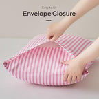 JELLYMONI 100% Natural Cotton Striped Standard Pillowcases Set, 2 Pack Pink Striped Pattern Printed Pillow Covers with Envelope Closure(Pillows are not Included)