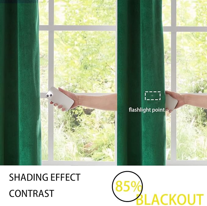 BULBUL Velvet Green Blackout Curtains 102 inch Long - Image 7