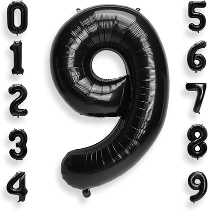 AULE 40 Inch Black Number Balloon 9 Foil 0-9 Birthday Big Numbers | Birthday by AULE
