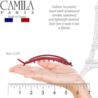 Camila Paris CP3119 French Hair Barrette Clip, Flexible Ponytail Holder No Metal Parts, Strong Hold Grip Hair Clips for Women, No Slip and Durable Styling Girls Hair Accessories, Made in France