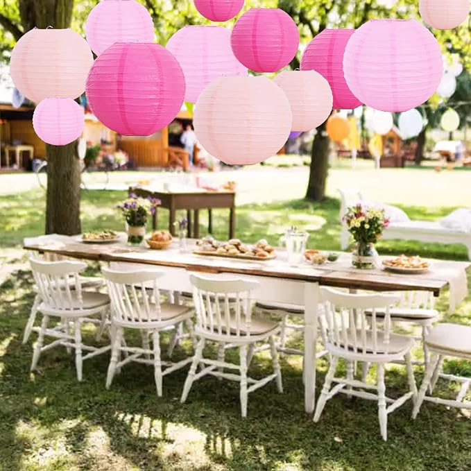 BEISHIDA Pink Mix Paper Lanterns 12Pcs 6/8/10/12 Inch Round Chinese Lamp | - Image 5