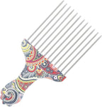 Professional Hair Styling Pick Comb - Stainless Steel, for Afro Hair, Suitable for Women and Men (Waist flower K4)