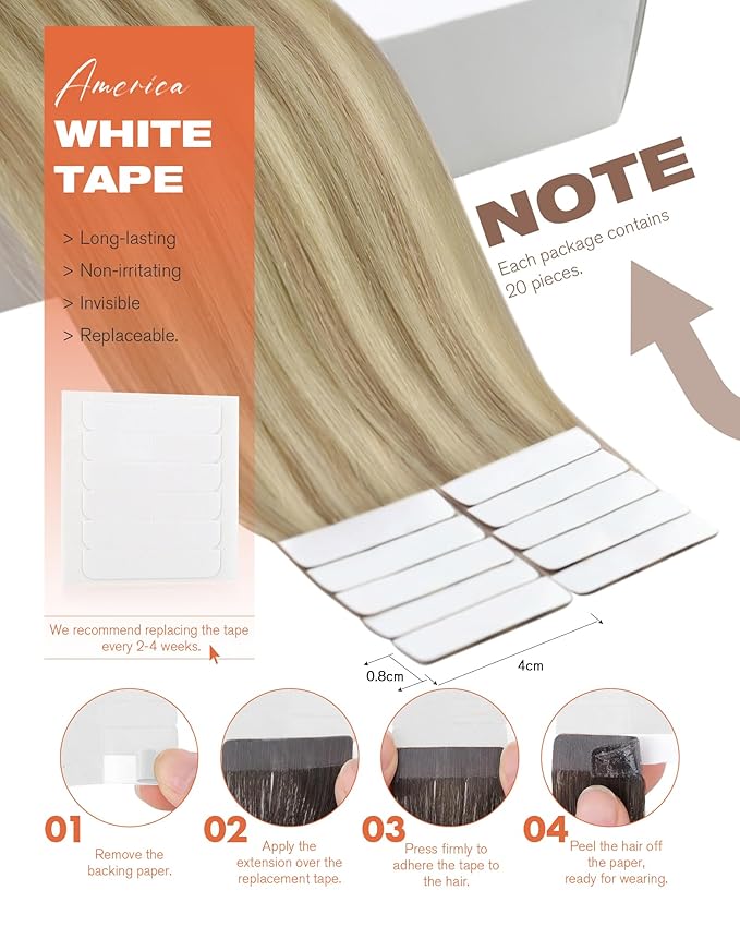 Sunny Hair Tape in Hair Extensions Human Hair Caramel Blonde mix Platinum Blonde Human Hair Tape in Extensions 12inch Hair Extensions Tape in for Women 30g 20pcs