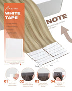 Sunny Hair Tape in Hair Extensions Real Human Hair Invisible Remy Hair Extensions Tape ins for Women Dark Blonde Highlights Light Blonde 20 inch 20Pcs 50G