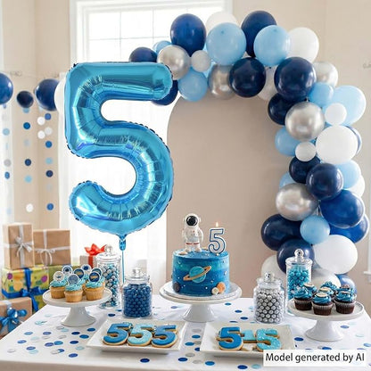 Light Blue Number 5 Balloon 40 Inch, Foil Numeral - Image 3