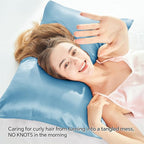 BEDELITE Satin Pillowcase with Zipper 2 Pack, Blue Pillow Cases Standard Size, Super Soft and Cooling Similar to Silk Pillow Cases, Gift for Women Men(20x26 Inches)