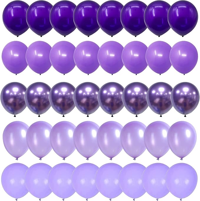 Togvu Purple Balloons, 60 Packs 12 Inch Metallic Chrome Pearl Macaron Light by Togvu