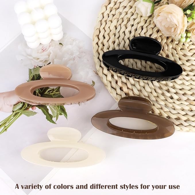 4PCS Hair Claw Clips Large Oval Hair Clips for Women Strong Hold Non Slip Jaw Clips for Thick Thin Hair