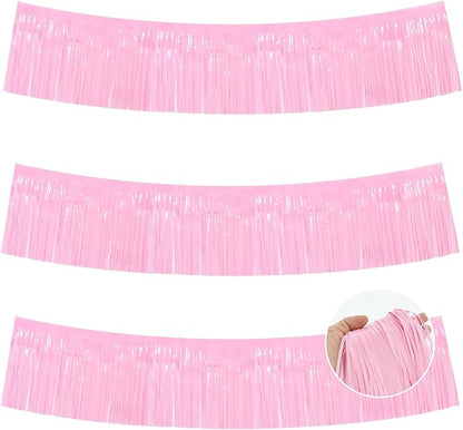 BEISHIDA Macaron Pink Fringe Garland Banner 30ft Wall Tinsel Foil Streamers | by Beishida