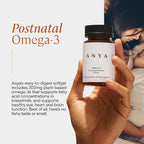 ANYA Omega 3 with 300mg DHA and EPA, Clean Ingredients, Non-GMO, 100% Vegan, Gluten, Soy, and Dairy Free. Supplement for Women, Prenatal Postnatal Vitamin for Breastfeeding and Lactation Support