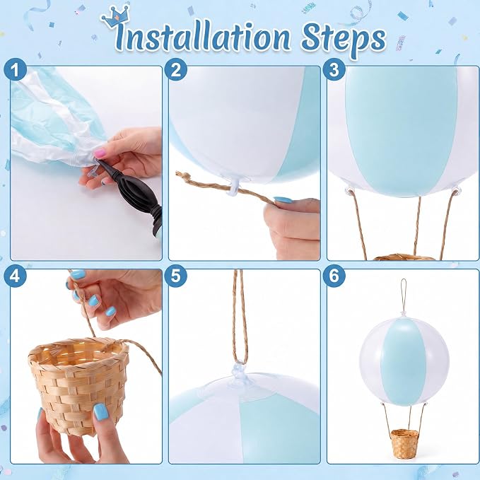 8 Sets Hanging Hot Air Balloon Decoration from Ceiling 12 Inch PVC Lanterns - Image 3