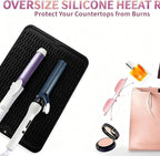 Heat Mat for Curling Iron, Oversize Silicone Resistant Mat for Hair Tools, Hot Pad for Hair Straightener, Flat Irons and Hot Hair Styling Tools Home Travel Gym Salon (15.7" x 11.8")