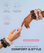 SUNDAYSILKS™ Luxurious Mulberry Silk Scrunchies for Women & Girls | No-Slip, Silky Hair Ties for Natural, Curly, Thin or Thick Hair | Gentle Hold for Ponytails & Sleep | Mini to Large Sizes [1 Pack]