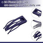 Chinco 24 Pcs Double Grip Hair Clips Metal Snap Clips Women Barrettes for Hair Making, Salon Supplies(Navy Blue,2 Inch)